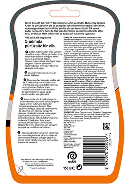 Veet Erkeklere Özel Duşta Tüy Dökücü Krem 150 ml Hızlı Etki ve Kolay Uygulama