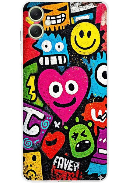 Samsung Galaxy A05 ile Uyumlu Grafiti Aşk Tasarımlı Şeffaf Silikon Kılıf
