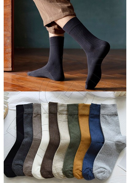 Unisex 10 Çift Renkli Mevsimlik Çorap