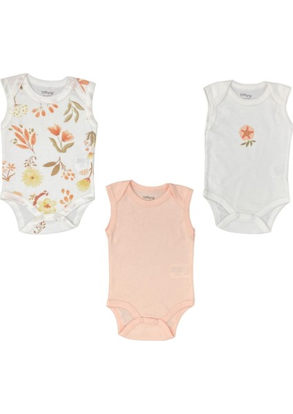 Kız Bebek Flower Garden 3'lü Atlet Badi Set Ekru 15009