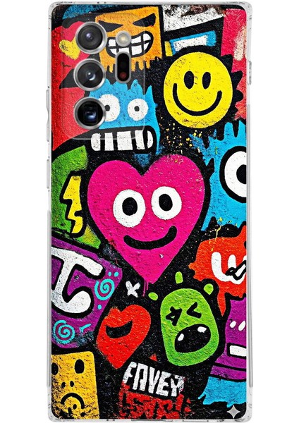 Samsung Galaxy Note 20 Ultra ile Uyumlu Grafiti Aşk Tasarımlı Şeffaf Silikon Kılıf