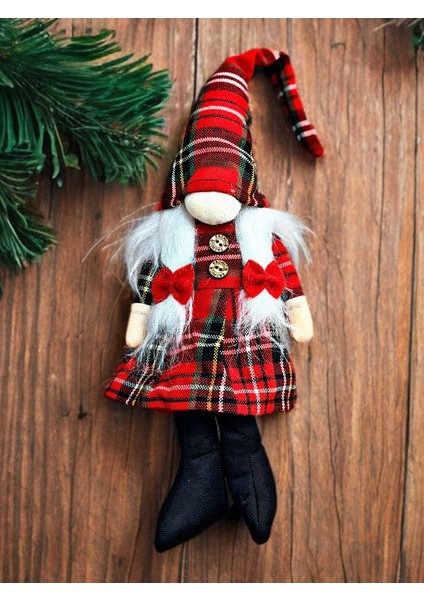Yılbaşı Peluş Cüce 46 cm – Pöti Kareli Elbise – Dekoratif Kız Noel Cücesi (Kod:peluş3) fiyatları