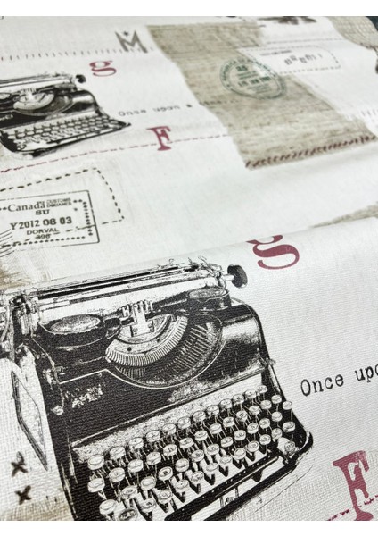 Krem Retro Daktilo ve Posta Desenleri 16 M2 Duvar Kağıdı fırsatları