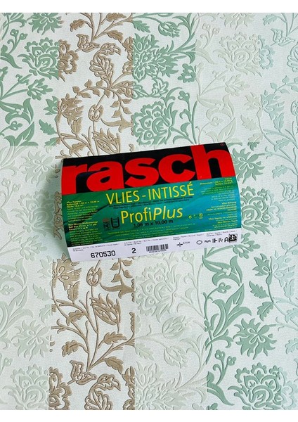 Yeşil Turuncu Krem Renkli Desenli Duvar Kağıdı 670530