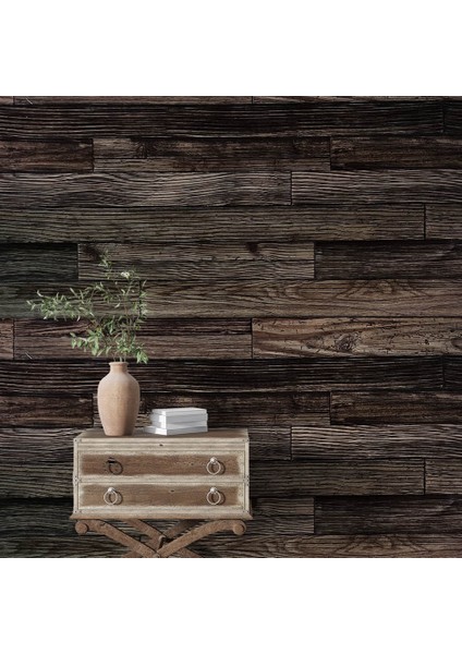 Koyu Kahve Ahşap Desen 16 M2 Duvar Kağıdı 65150-4