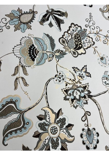 Beyaz Zemin Renkli Çiçek Klasik Duvar Kağıdı 3009