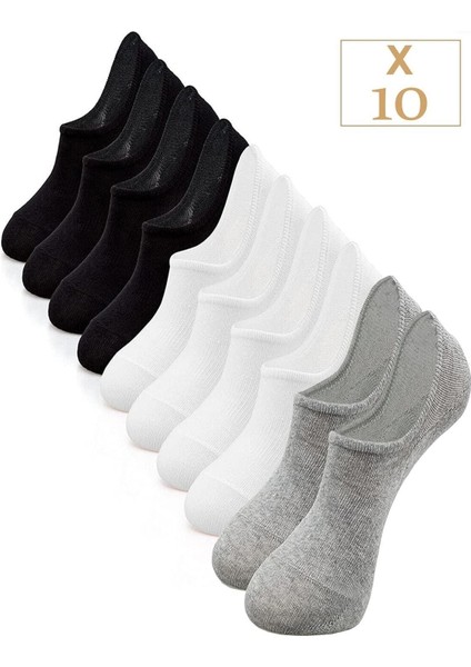 Unisex 10'lu Pamuklu Görünmez Sneakers Çorap Renkli