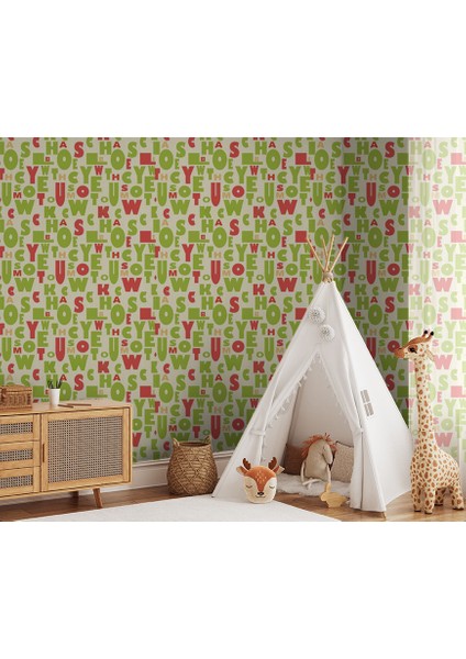 Yeşil Kırmızı Harfler 16 M2 Duvar Kağıdı 81362