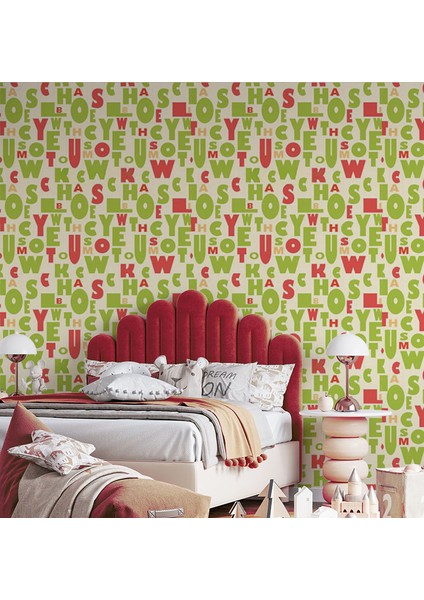 Yeşil Kırmızı Harfler 16 M2 Duvar Kağıdı 81362 fiyatları