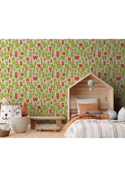 Yeşil Kırmızı Harfler 16 M2 Duvar Kağıdı 81362 modelleri
