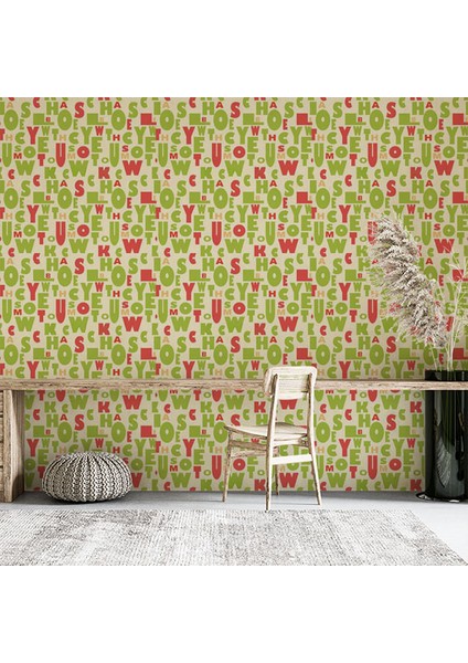 Yeşil Kırmızı Harfler 16 M2 Duvar Kağıdı 81362 fırsatları