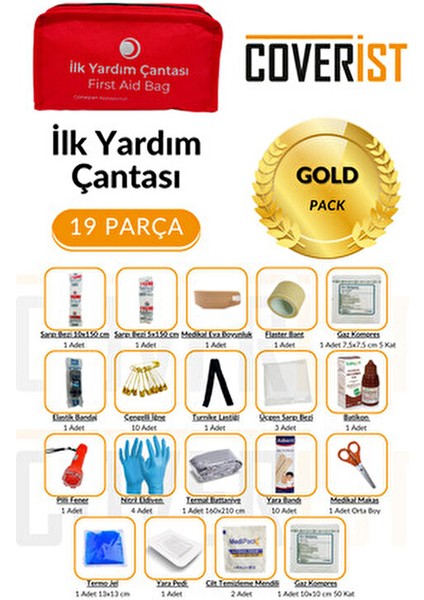 Acil Durum ve İlk Yardım Seti Gold Pack - Kalın Tela Malzemeden Üretilmiş İlk Yardım Çantası modelleri