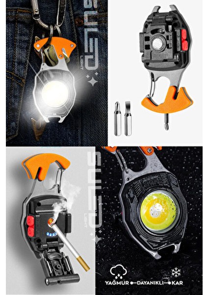 Multi Fonksiyonel Kamp Feneri - Çok Amaçlı Şarjlı LED Işık Acil Durum Kit