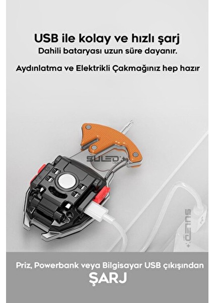 Multi Fonksiyonel Kamp Feneri - Çok Amaçlı Şarjlı LED Işık Acil Durum Kit