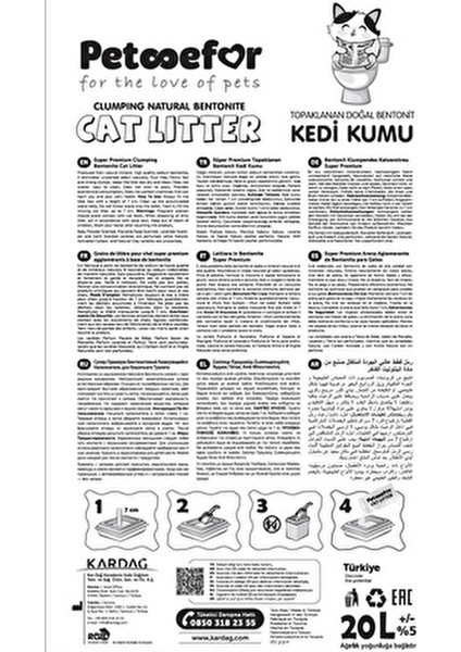 20 lt Kokusuz Topaklaşan Kedi Kumu Doğal Beyaz Bentonit İçerir modelleri