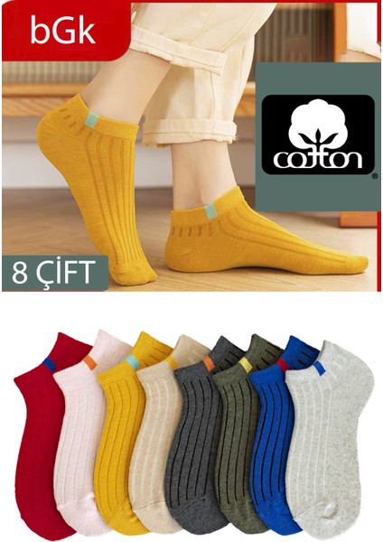 8 Çift Unisex Renkli Kısa Çorap
