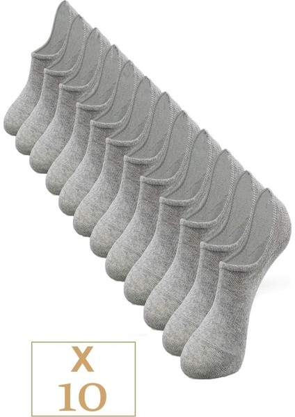 Unisex 10 Çift Pamuklu Görünmez Sneakers Çorap Gri