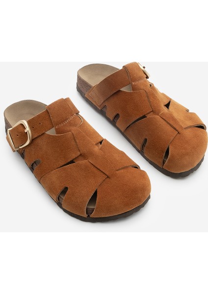 Kadın Hakiki Deri Önü Kapalı Günlük Süet Terlik Yolis Taba Süet indirimleri