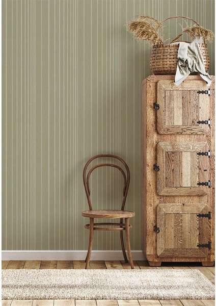 Soft Yeşil Çizgili Ucuz Duvar Kağıdı 765526
