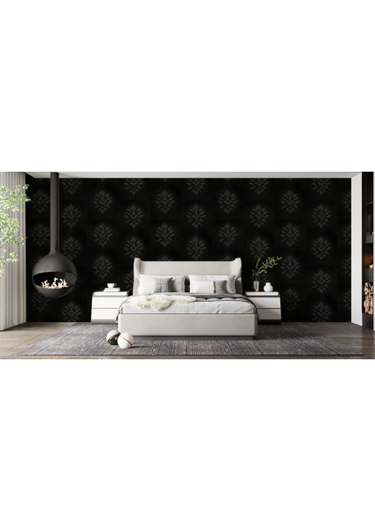 Siyah Lüks 3D Desen Ucuz Duvar Kağıdı 54040