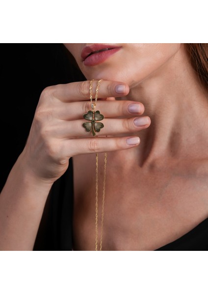 Yonca Yapraklı Altın Kaplama Kolye KLY41 fiyatları