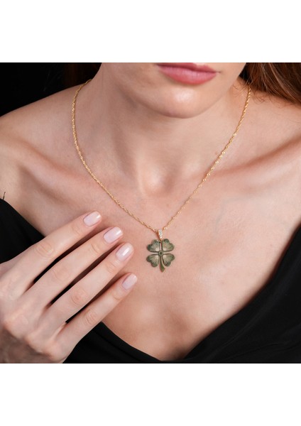 Yonca Yapraklı Altın Kaplama Kolye KLY41 modelleri