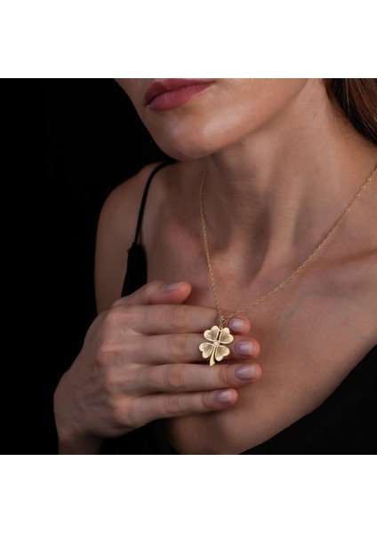 Yonca Yapraklı Altın Kaplama Kolye KLY41 indirimleri