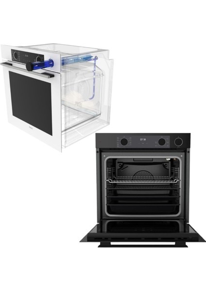 Fryart&silentart-Steamart Mula Yeni Seri Sessiz Siyah Ankastre Set (D086-SA + QEP64CS +LN385)