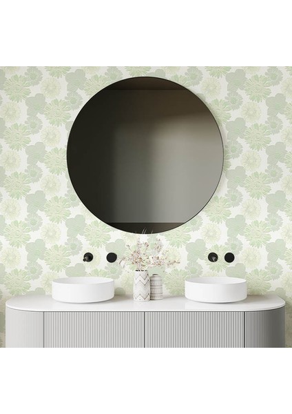 Yeşil Çiçeli Hafif Parlak Ucuz Duvar Kağıdı 53391 fiyatları