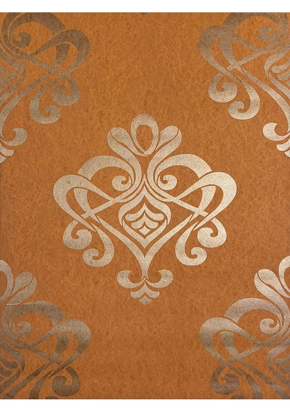 Turuncu Damaks Desen Dokulu Ucuz Duvar Kağıdı 762174
