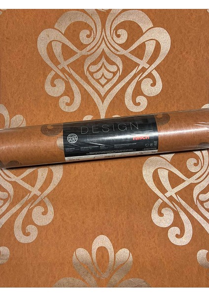 Turuncu Damaks Desen Dokulu Ucuz Duvar Kağıdı 762174 fiyatları
