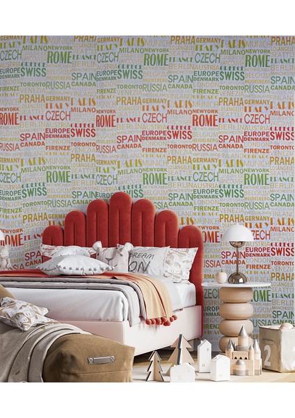 Ingilizce Ülkeler Renkli 16 M2 Duvar Kağıdı 81681
