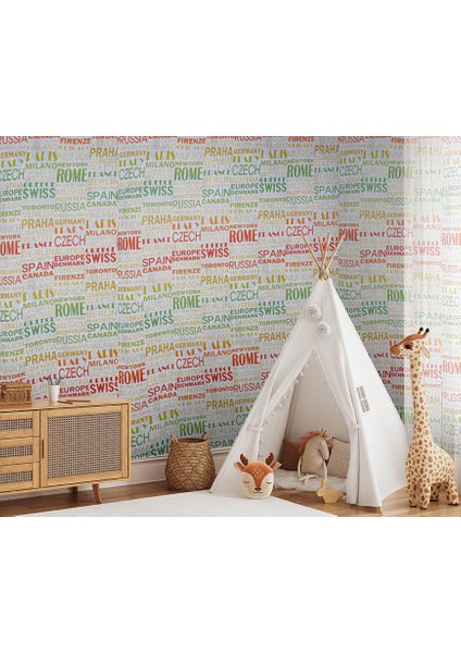 Ingilizce Ülkeler Renkli 16 M2 Duvar Kağıdı 81681 modelleri