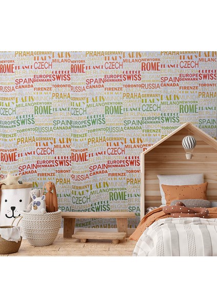 Ingilizce Ülkeler Renkli 16 M2 Duvar Kağıdı 81681 fırsatları