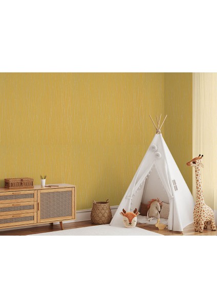 Sarı Çizgi Desen Dokulu Ucuz Duvar Kağıdı 765083