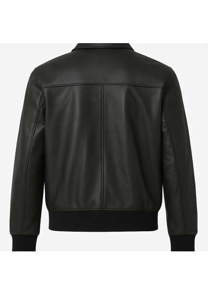 Erkek Gerçek Deri Regular Fit Klasik Yaka Fermuarlı Siyah Ceket fiyatları