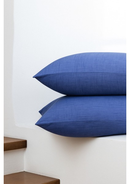 Vevra 2 Li Çizgili Mavi Renk Yastık Kılıfı Pamuklu Kumaş Fermuarlı modelleri