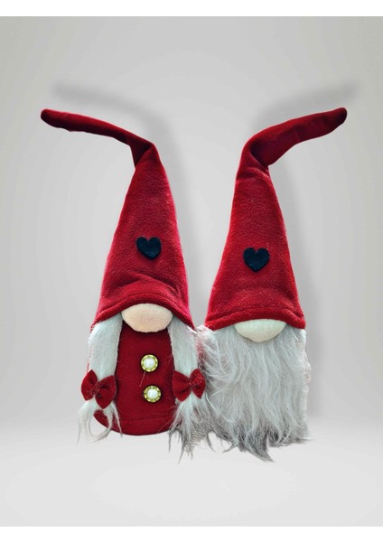 Yılbaşı Cüce Peluş 2’li Set – 36 cm Kırmızı Kız & Erkek – Dekoratif Noel Süsü (Kod:peluş5) fiyatları