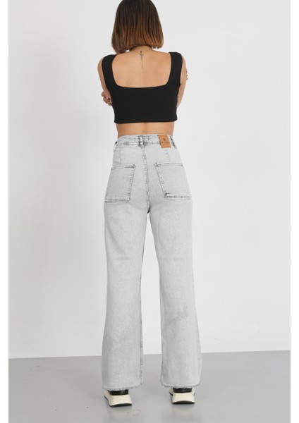 Gri Püskül Paça Palazzo Pantolon fiyatları