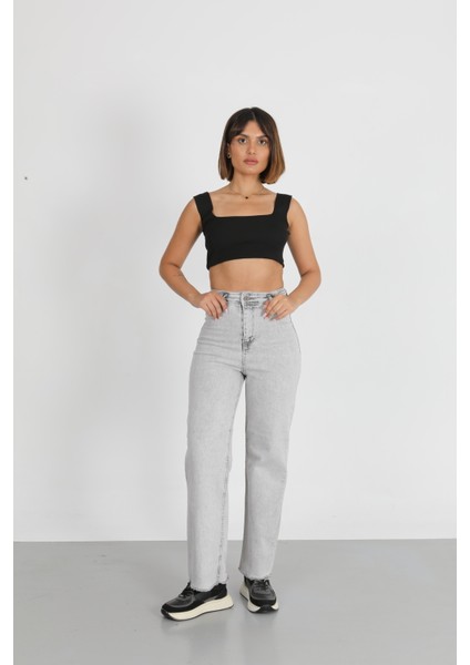 Gri Püskül Paça Palazzo Pantolon modelleri