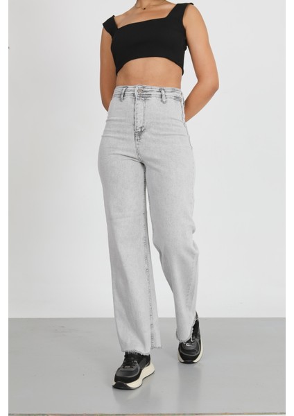 Gri Püskül Paça Palazzo Pantolon indirimleri