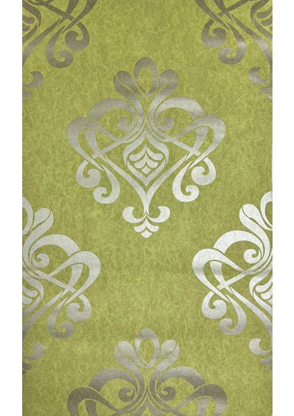 Yeşil Damaks Desen Dokulu Ucuz Duvar Kağıdı 762136