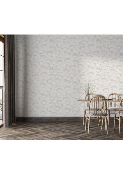 Cafe Tarzı Krem Fincanlı Ucuz Duvar Kağıdı 53701 fiyatları