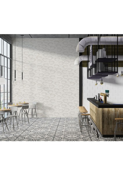 Cafe Tarzı Krem Fincanlı Ucuz Duvar Kağıdı 53701 modelleri