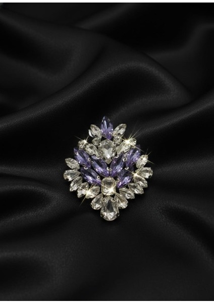 Lila Kristal Taşlı Prenses Broş