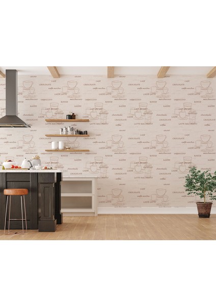 Krem Cafe Tarzı Ucuz Duvar Kağıdı 53124