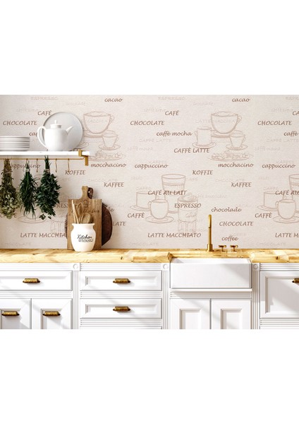 Krem Cafe Tarzı Ucuz Duvar Kağıdı 53124 modelleri