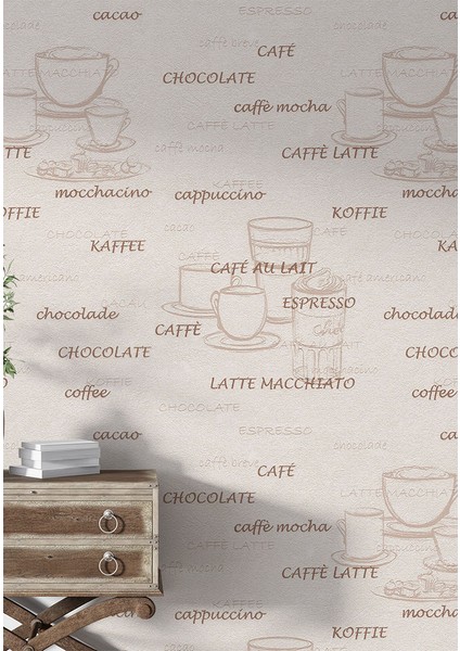 Krem Cafe Tarzı Ucuz Duvar Kağıdı 53124 indirimleri