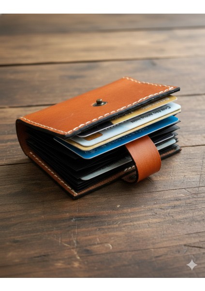 Hakiki Deri Akordiyon Cüzdan Kartlık