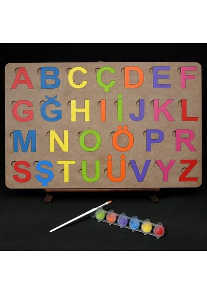 Oyna, Boya, Öğren Ahşap Türkçe Alfabe Seti